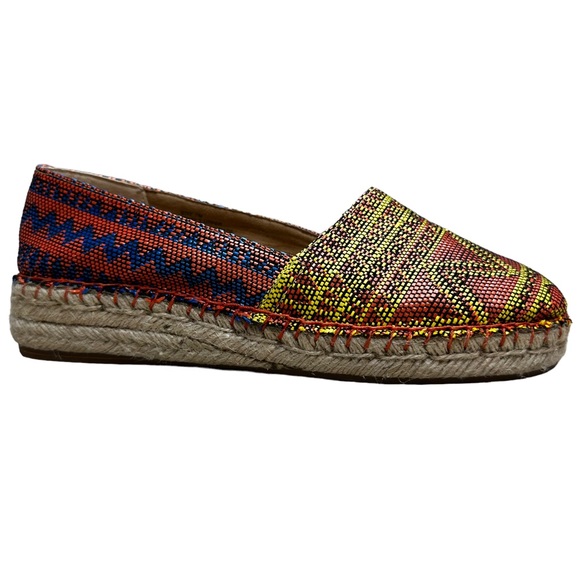Soft Surroundings Shoes - Soft Surroundings Nissa Espadrille Metallic Woven Tribal Print Slip On Shoes 7
